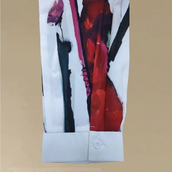 Boho Pop Art Fashion Button Down Up Shirt Top Blouse White - Picture 4 of 7